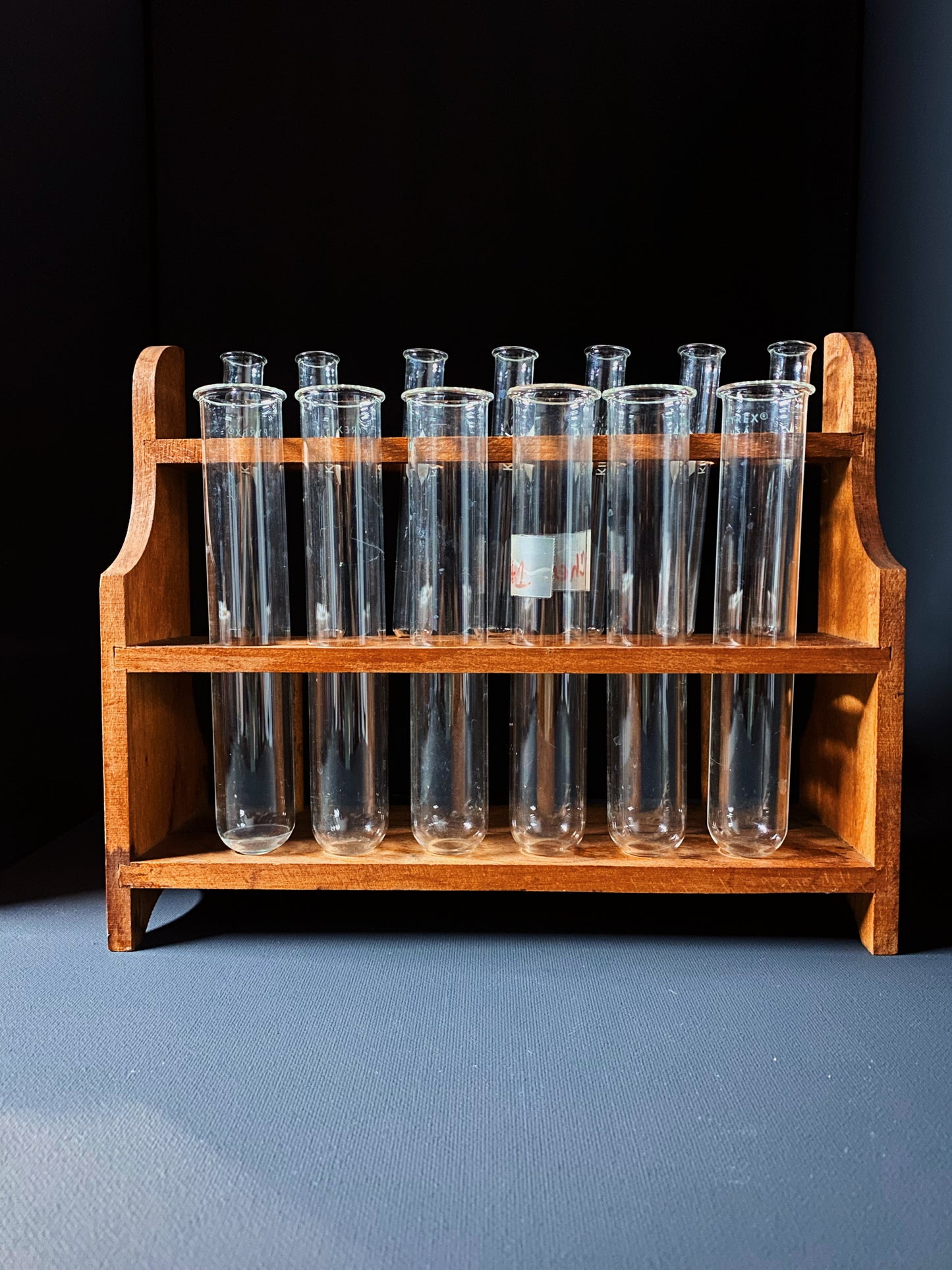 PV Vintage Wood Rack W/ 13 Test Tubes